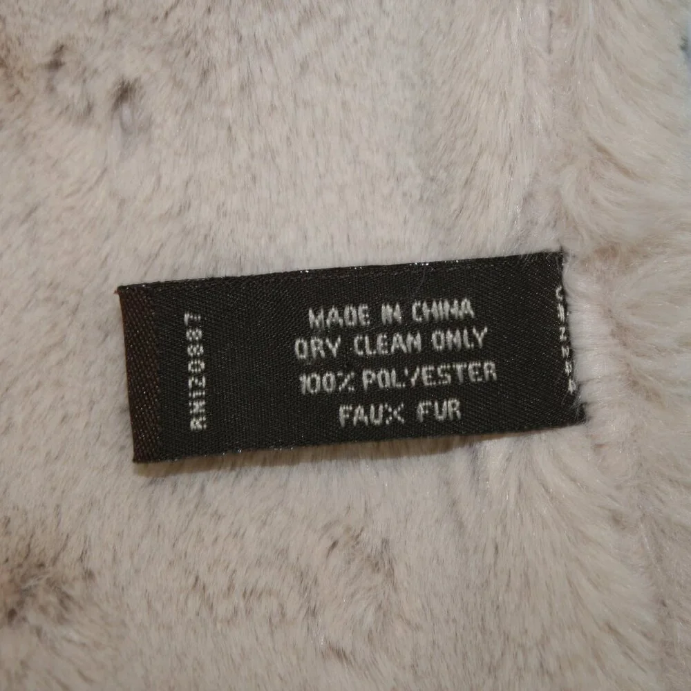 EYEFUL Wrap Faux Fur Scarf Muffler Short Collar Pom Pom Neutral Cream Tan